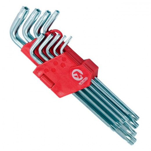 Набір ключів Г-подібних TORX з отвором 9 шт.,Т10-Т50, Cr-V, Big