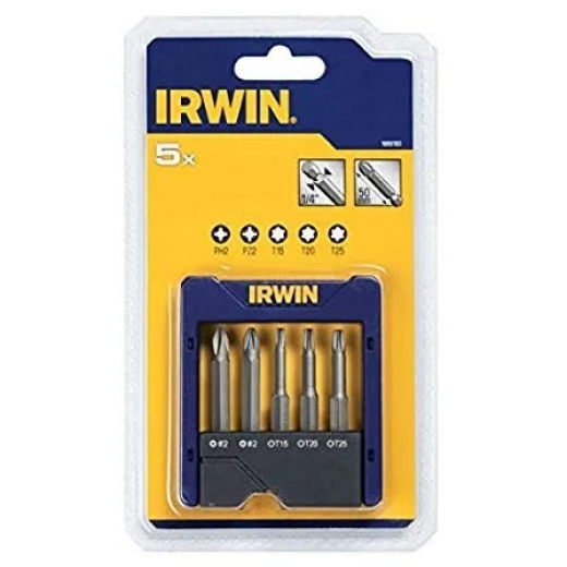 Набір біт посилених в футлярі 5 шт. (PH2,PZ2,Y15,20,25), IRWIN