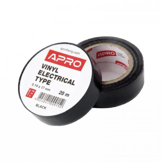 Ізоляційна стрічка APRO (чорна) 0,14мм*17мм*20*20м 