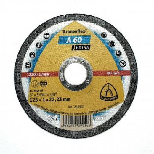 Диск відрізний 125х1,0х22 A60 Extra Inox Klingspor
