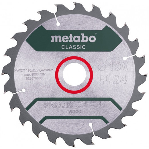 Диск пильний Metabo Precision cut Classic HW / CT 190х2 / 1.4x30, Z24 WZ 15 