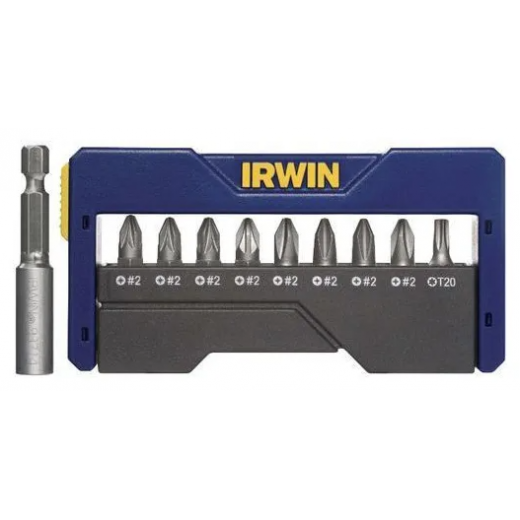Набір біт в футлярі 9+1 (4xPZ2/4xPH2/T20), IRWIN