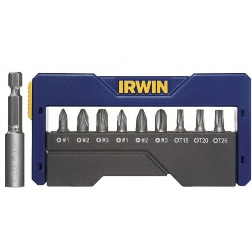 Набір біт в футлярі 9+1 (PZ1/PZ2/PZ3/PH1/PH2/PH3/T15/T20/T25), IRWIN