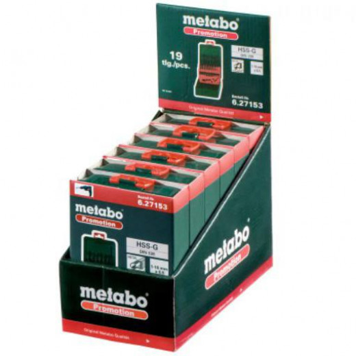 Набір свердл Metabo по металу HSS-G, 19 шт. (1-10 мм.)