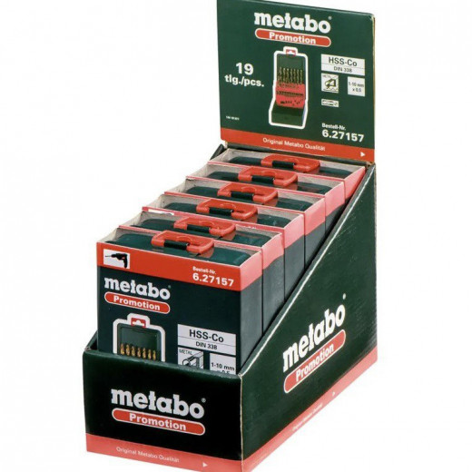 Набір свердл Metabo по металу HSS-CO twist, 19 шт. (1-10 мм.)