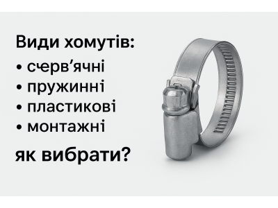 Види хомутів: черв’ячні, пружинні, пластикові — як вибрати хомут правильно