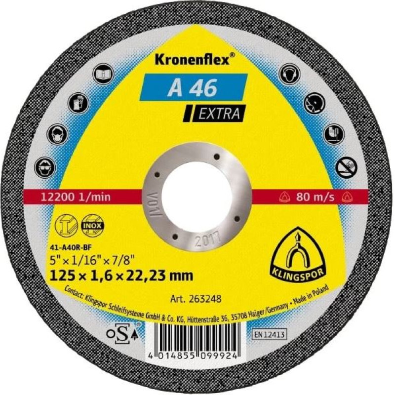 Диск відрізний 125х1,6х22 A346EX Extra Inox Klingspor