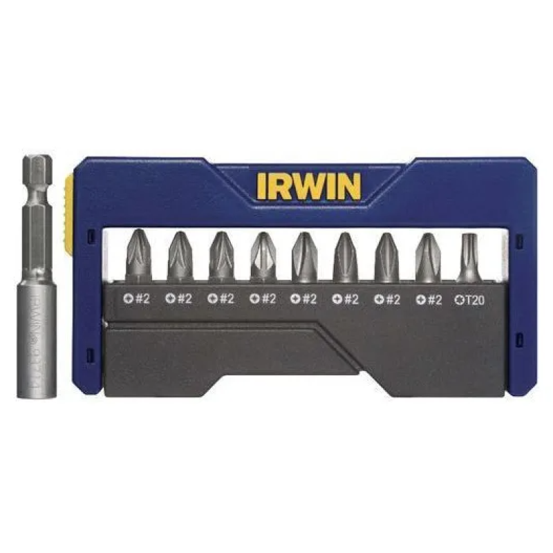 Набір біт в футлярі 9+1 (4xPZ2/4xPH2/T20), IRWIN