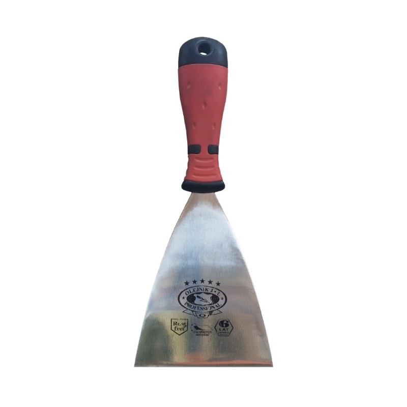 Шпатель з нержавійки гум. ручка 80mm OLEJNIK